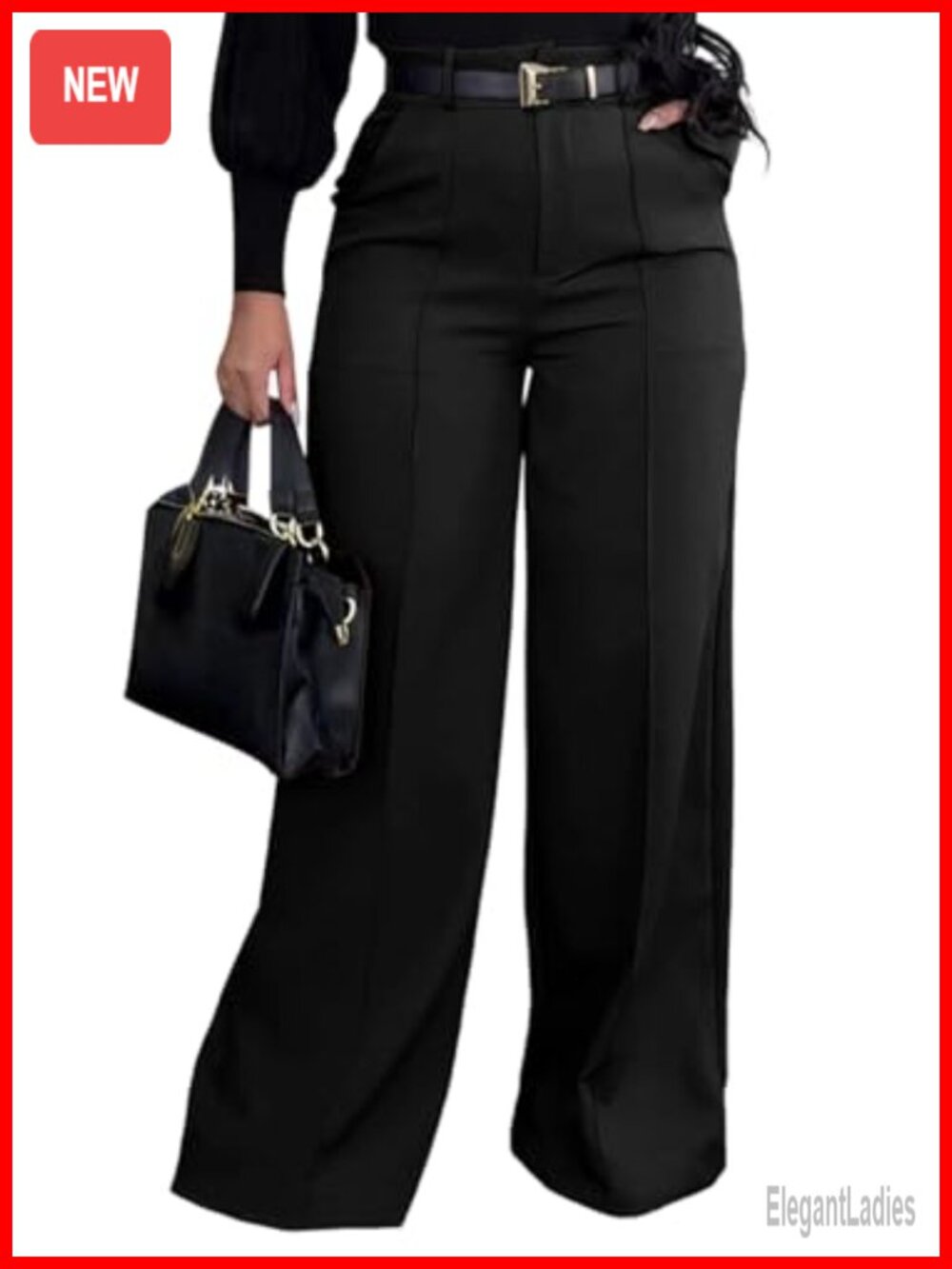 Wide Leg Dress Pants Pleated Palazzo Work Slacks High Waisted